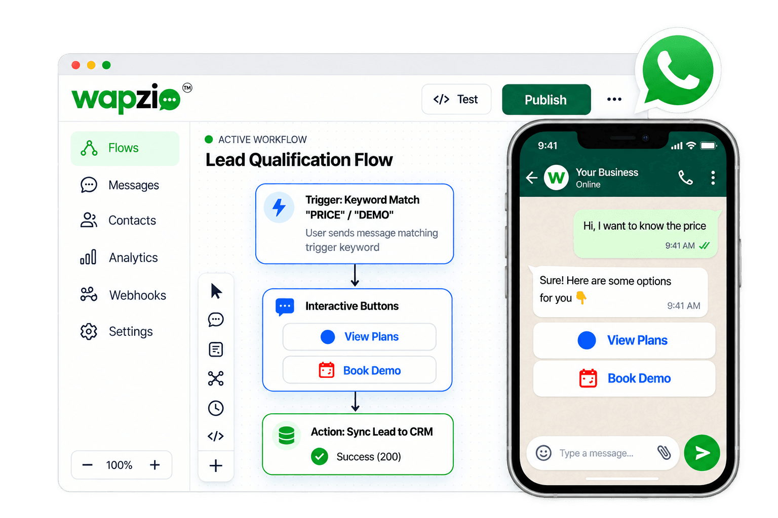 Wapzio WhatsApp Automation Visual Flow Builder