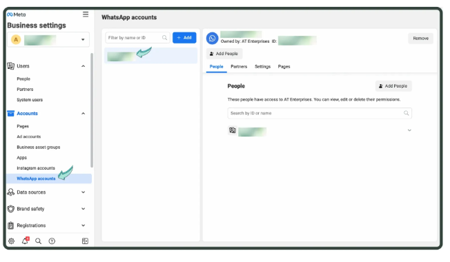Select your WhatsApp Business API account