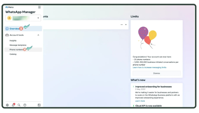 Click on Account Tools and choose Phone Numbers