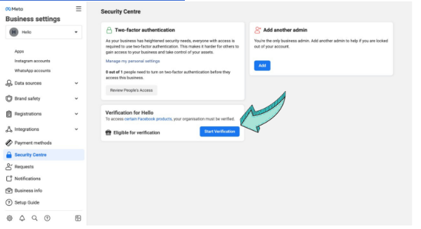 Click the Start Verification Button