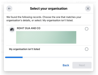 Choose your company or click Organization not listed