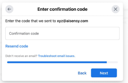 Verify the sent code